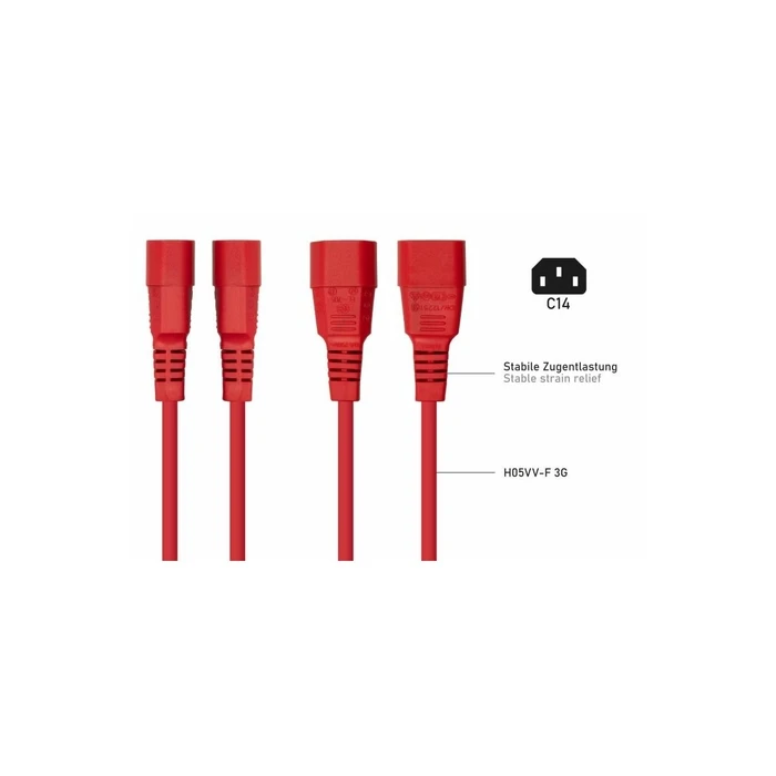 Kabelmeister IEC C14 to C13 Power Extension Cable, Red, 0.5 m (MPN SK1430-R005)