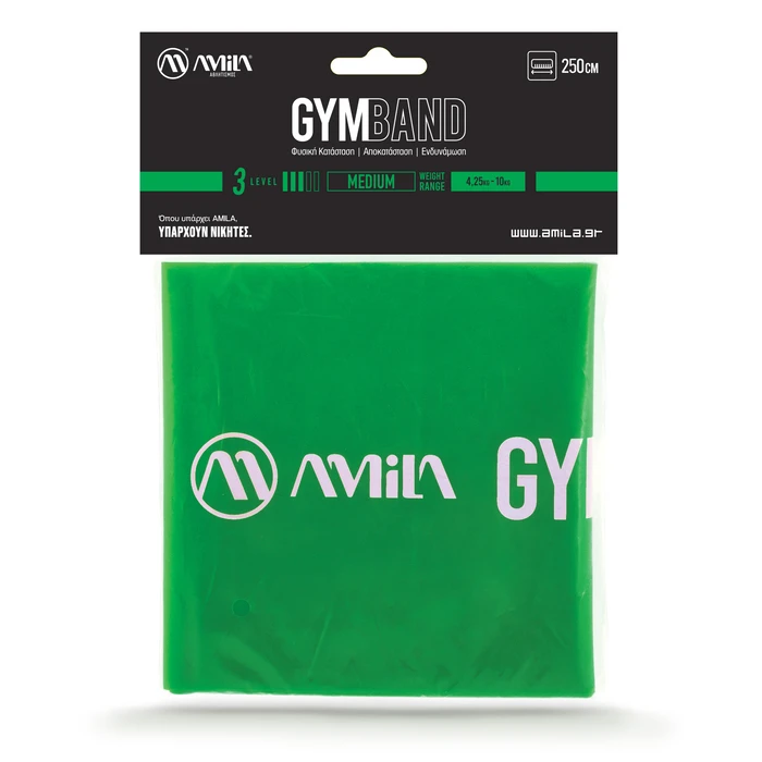 Λάστιχο Αντίστασης Amila Gymband 2.5m 0.4mm Πράσινο Medium