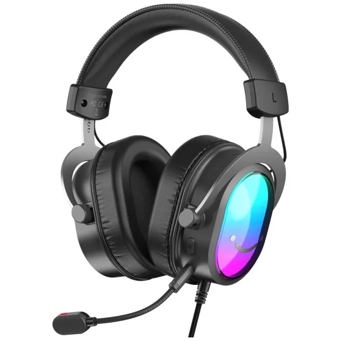 Fifine H16 / AmpliGame H16 7.1 Black RGB Over‑ear Gaming Headset (Wired USB + 3.5mm, Detachable Mic)