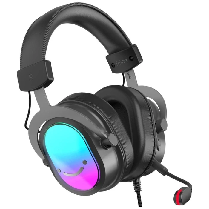 Fifine H16 / AmpliGame H16 7.1 Black RGB Over‑ear Gaming Headset (Wired USB + 3.5mm, Detachable Mic)