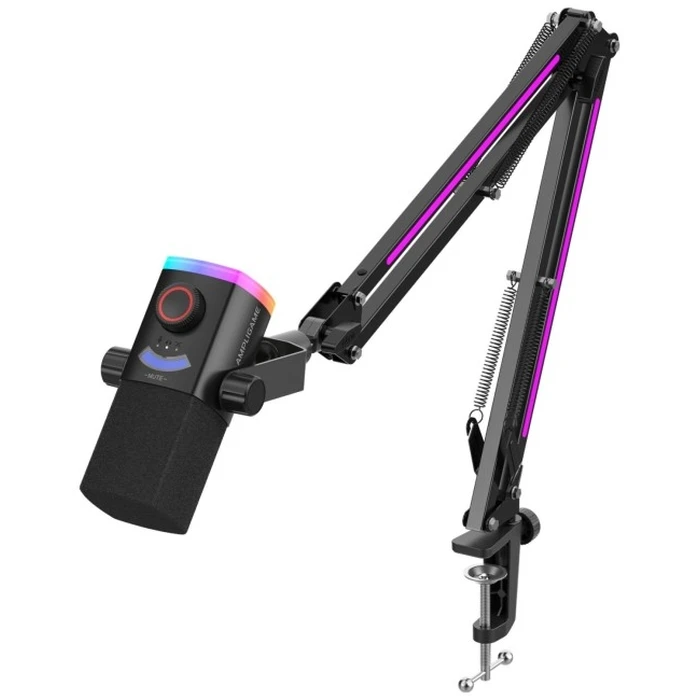 FIFINE AM8PROT δυναμικό μικρόφωνο USB/XLR σετ με RGB βάρχιονα (Μαύρο)