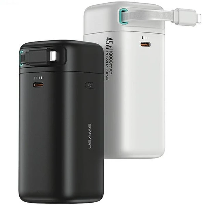 USAMS US-CD217 powerbank 18000mAh PD 45W Fast Charge XMF Series + Lightning cable black