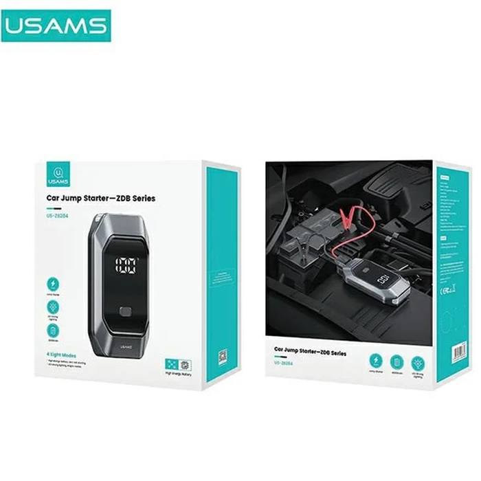 USAMS US-ZB284 car starter device with powerbank and flashlight function black