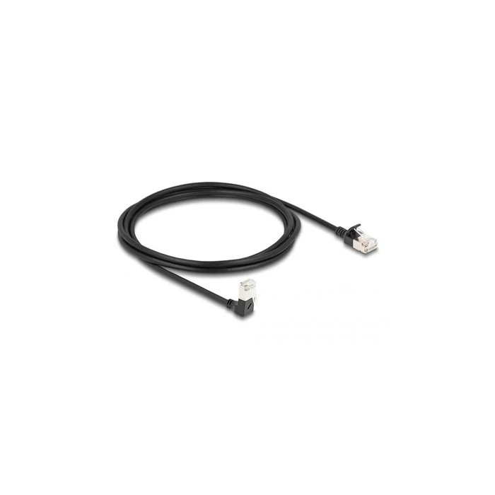DELOCK RJ45 Netzwerkkabel Cat.6A S/FTP Slim 90° κάτω 2m μαύρο