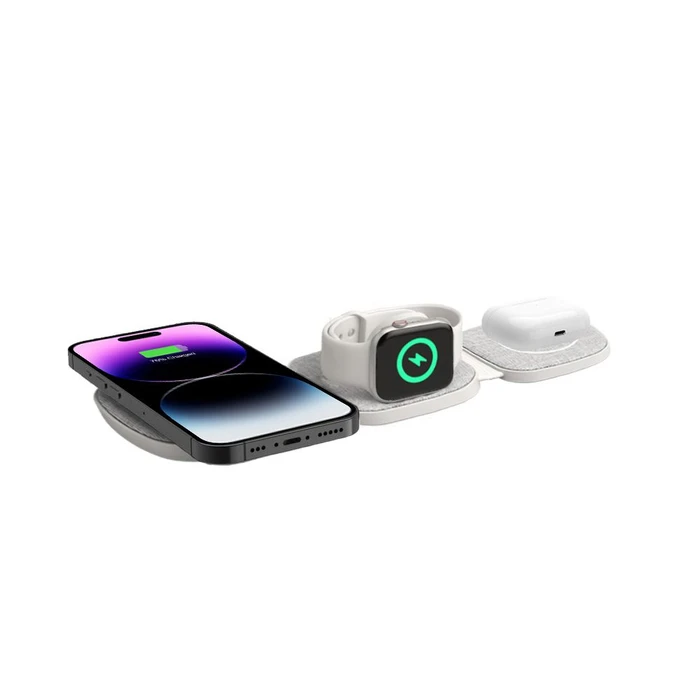 Tech-Protect QI15W-A32 3in1 Magnetic Magsafe Wireless Charger Grey + USB-C / USB-C cable 120cm