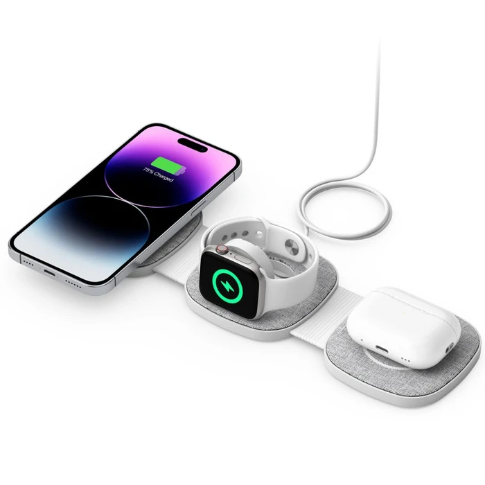 Tech-Protect QI15W-A32 3in1 Magnetic Magsafe Wireless Charger Grey + USB-C / USB-C cable 120cm