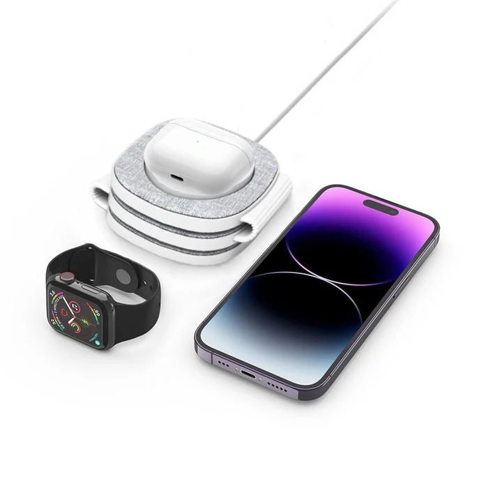 Tech-Protect QI15W-A32 3in1 Magnetic Magsafe Wireless Charger Grey + USB-C / USB-C cable 120cm