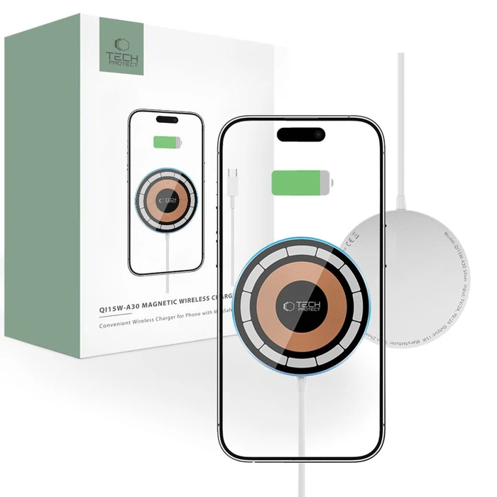 Tech-Protect QI15W-A30 Magnetic Magsafe Wireless Charger Silver