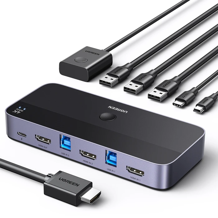 KVM UGREEN CM664 switch 3xUSB-A,2xUSB-B,2xUSB-C,3xHDMI,micro USB black