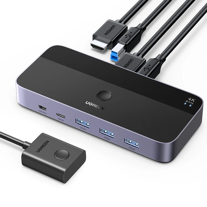 KVM UGREEN CM664 switch 3xUSB-A,2xUSB-B,2xUSB-C,3xHDMI,micro USB black