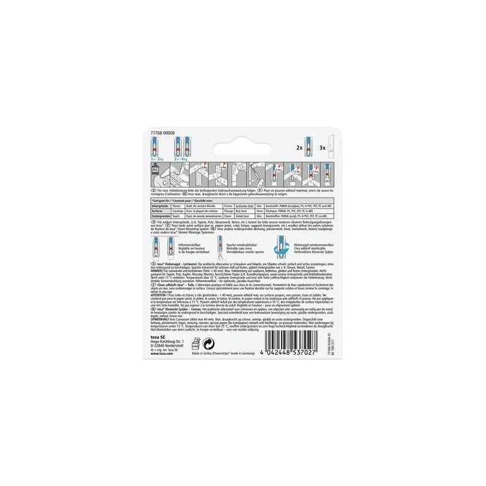 tesa Klebenagel για καμβά – Πλακάκια & Μέταλλο, 2 x 2 kg, ρυθμιζόμενο
