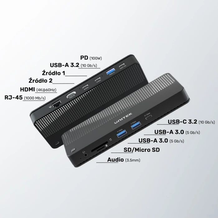 Unitek D1077A KVM & Data Switch with USB — 11-port 4K USB Hub