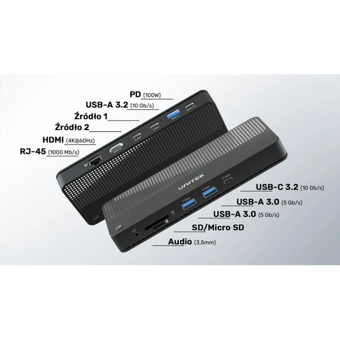 Unitek D1077A KVM & Data Switch with USB — 11-port 4K USB Hub