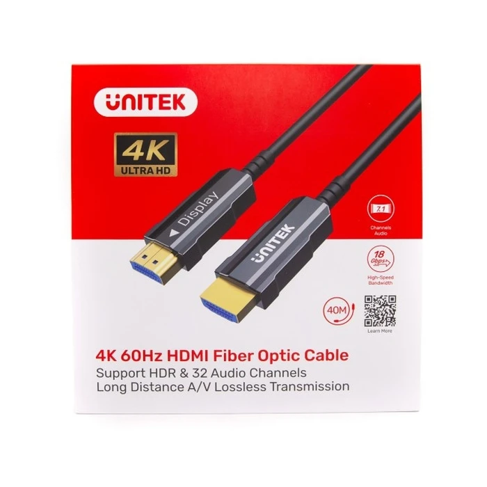 Unitek HDMI 2.0 Premium High Speed AOC Optical HDMI Cable 4K 60Hz HDR 40m (C11072BK-40M)