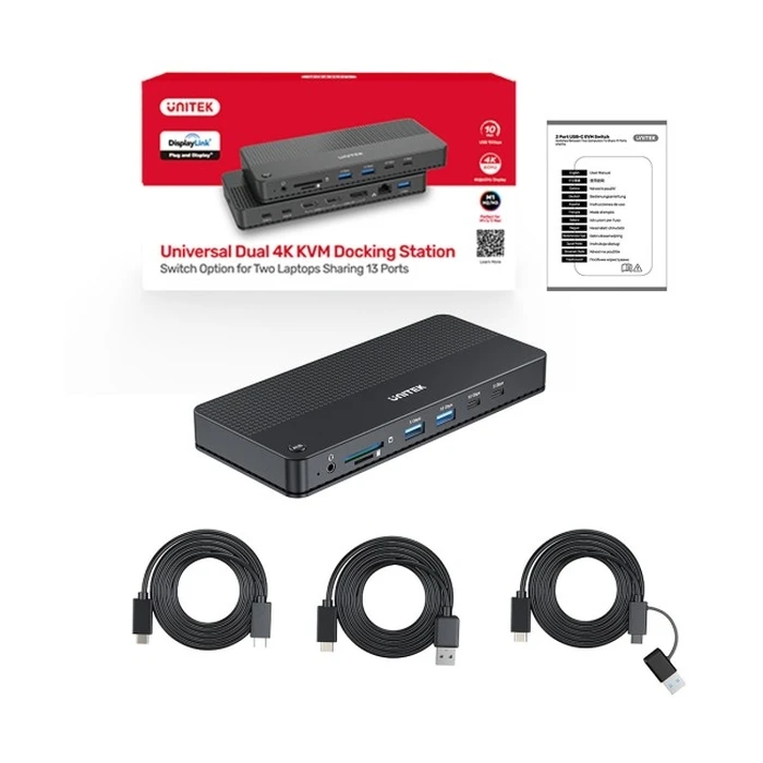 Unitek Διακόπτης KVM για 2 Υπολογιστές 2 Οθόνες 4K (KA-AV-UNI-0036)