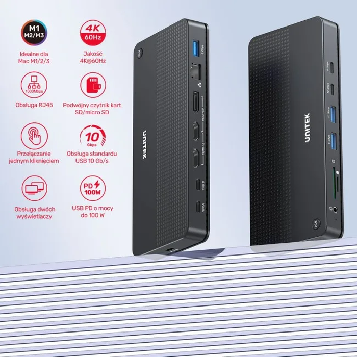 Unitek Διακόπτης KVM για 2 Υπολογιστές 2 Οθόνες 4K (KA-AV-UNI-0036)