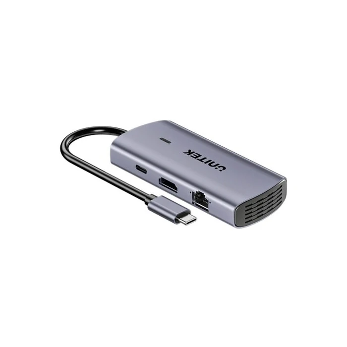 Unitek USB-C Docking Station 6σε1 Γκρι (D1113CGY01) - 3x USB-A, HDMI 4K@30Hz, RJ45, PD 100W