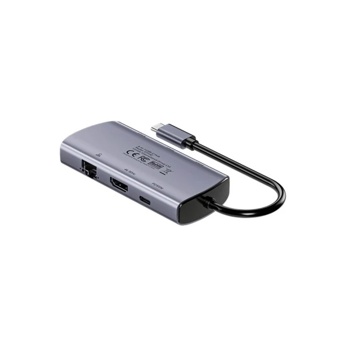 Unitek USB-C Docking Station 6σε1 Γκρι (D1113CGY01) - 3x USB-A, HDMI 4K@30Hz, RJ45, PD 100W