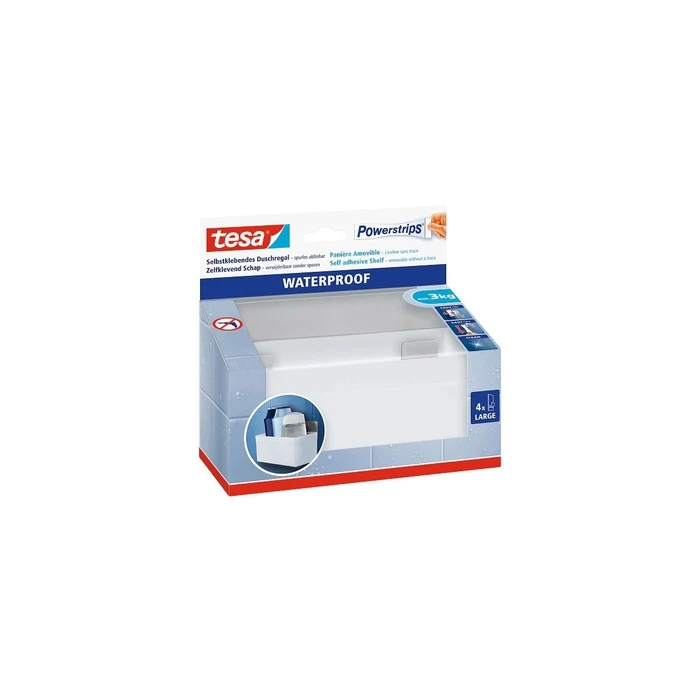 tesa Powerstrips® Waterproof Regal Zoom Μεταλλικό - Αδιάβροχη Επιτοίχια Βάση/Ράφι για Μπάνιο