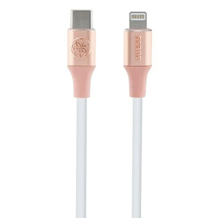 Guess GUCLLALRGDP cable USB-C / Lightning 1.5m Fast Charging Ebossed Logo pink