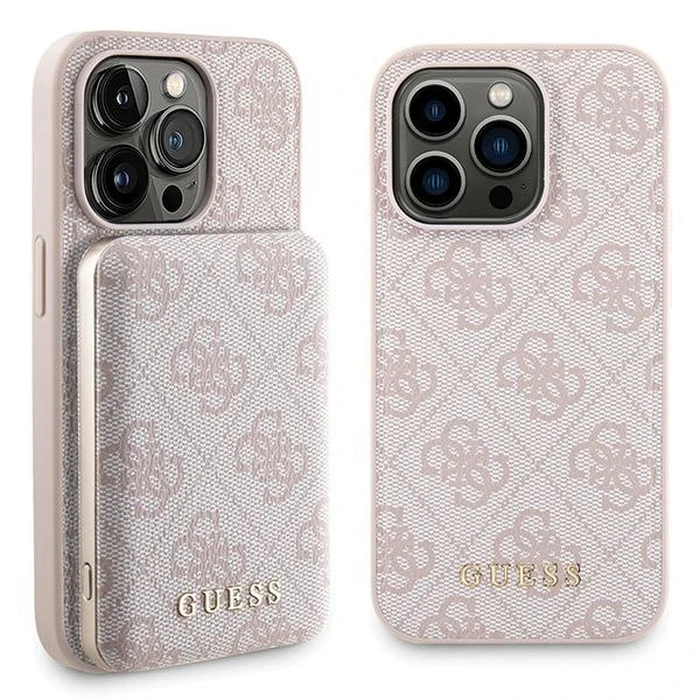 Guess GUBPM5P14L4GEMGP Apple iPhone 14 Pro hardcase + Powerbank 5000mAh MagSafe 4G Metal Logo pink