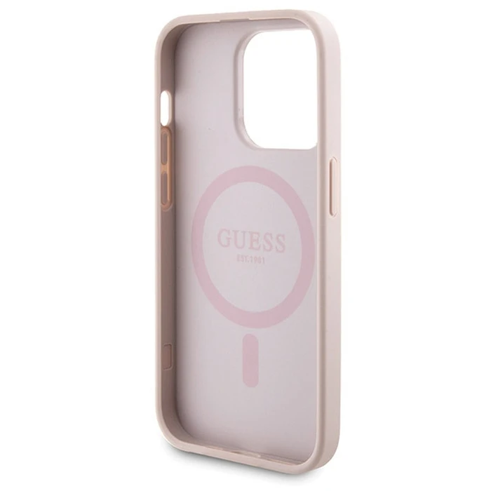 Guess GUBPM5P14L4GEMGP Apple iPhone 14 Pro hardcase + Powerbank 5000mAh MagSafe 4G Metal Logo pink