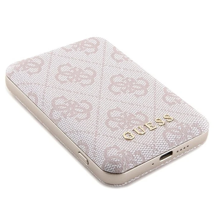 Guess GUBPM5P15L4GEMGP Apple iPhone 15 Pro hardcase + Powerbank 5000mAh MagSafe 4G Metal Logo pink