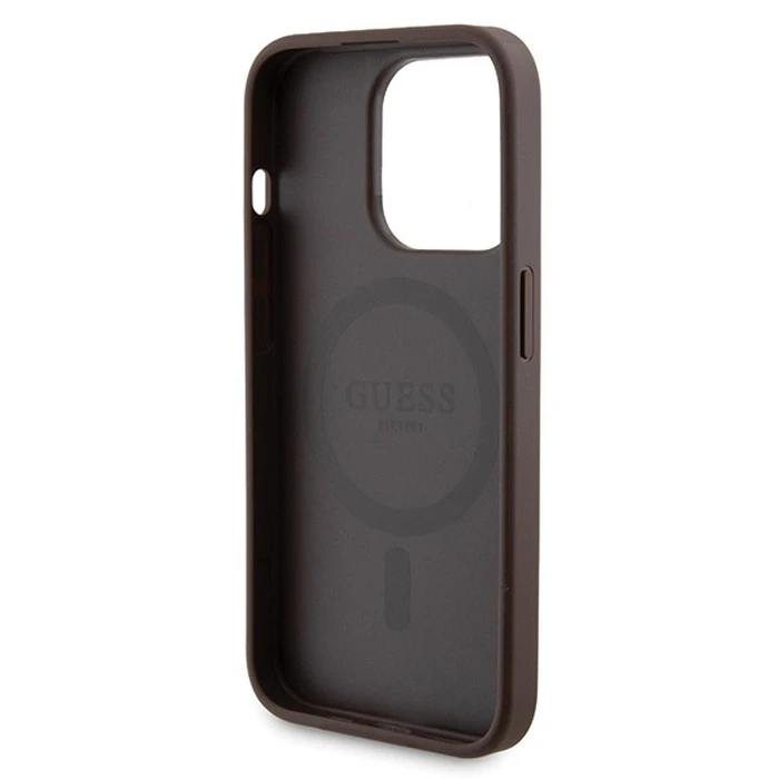 Guess GUBPM5P15L4GEMGW Apple iPhone 15 Pro hardcase + Powerbank 5000mAh MagSafe 4G Metal Logo brown