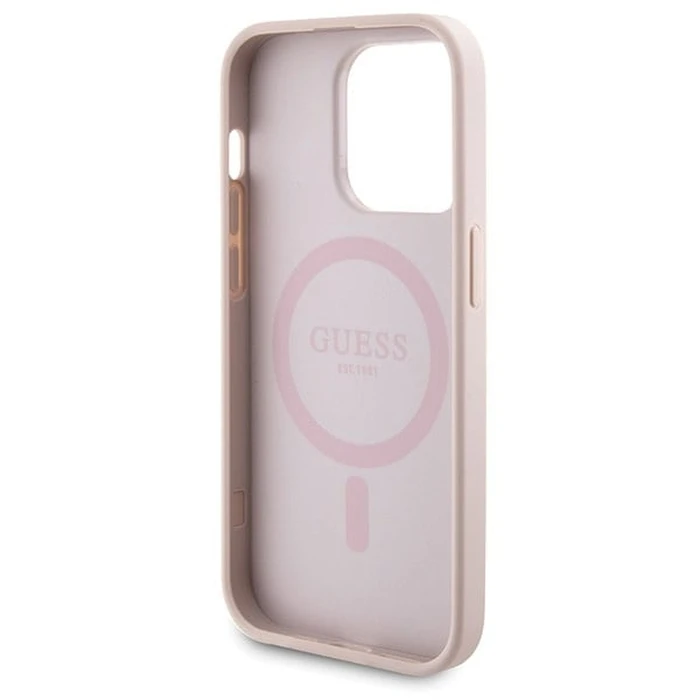 Guess GUBPM5P15X4GEMGP Apple iPhone 15 Pro Max hardcase + Powerbank 5000mAh MagSafe 4G Metal Logo pink