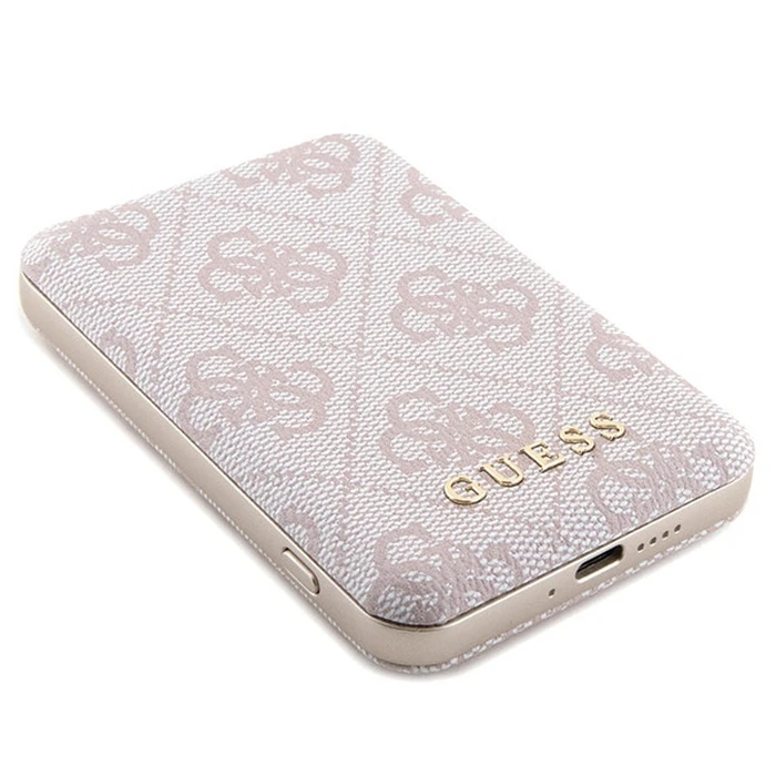 Guess GUBPM5P15X4GEMGP Apple iPhone 15 Pro Max hardcase + Powerbank 5000mAh MagSafe 4G Metal Logo pink