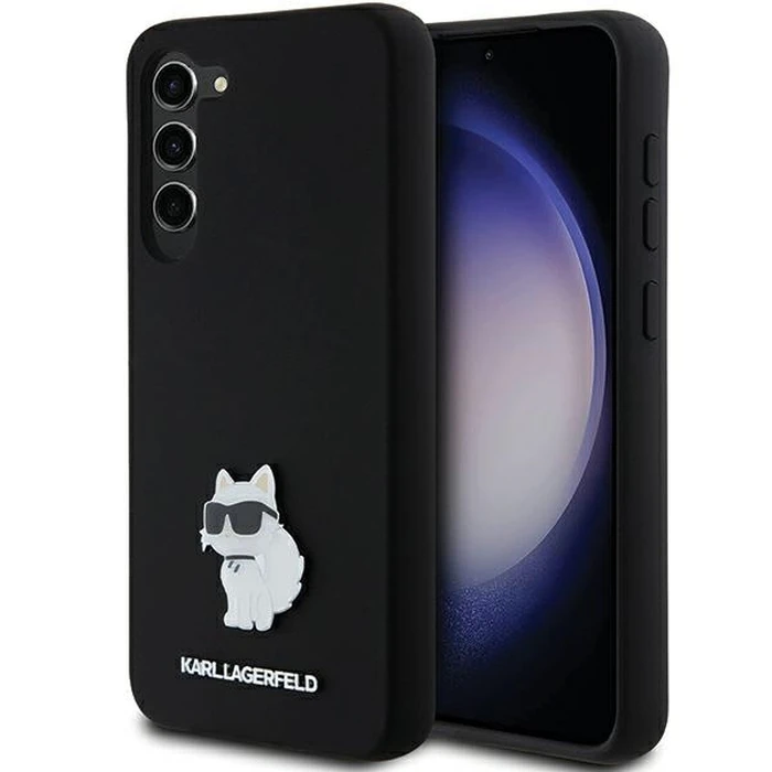 Karl Lagerfeld KLHCS24MSMHCNPK Samsung Galaxy S24+ Plus hardcase Silicone Choupette Metal Pin black
