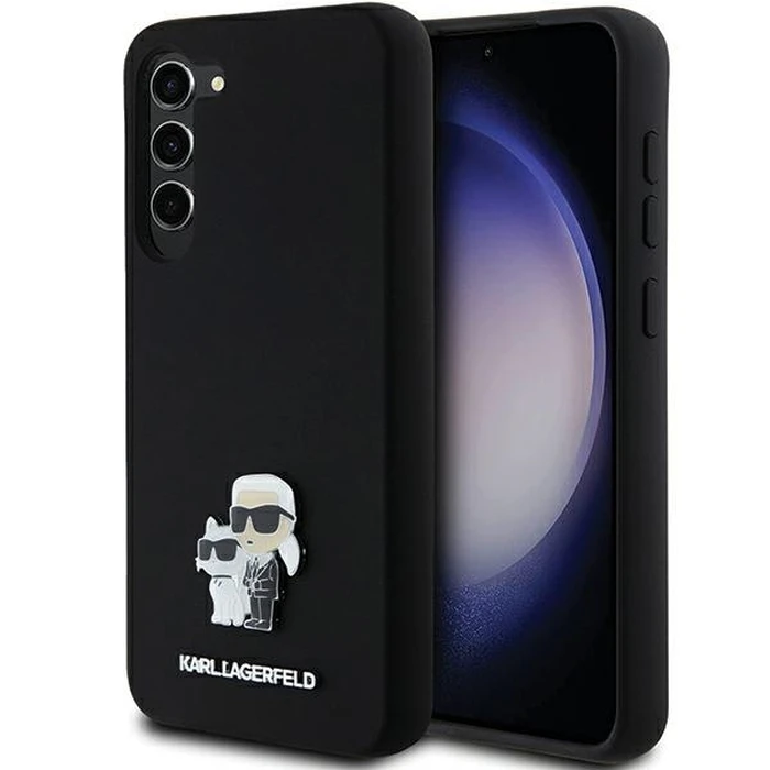 Karl Lagerfeld KLHCS24MSMHKCNPK Samsung Galaxy S24+ Plus hardcase Silicone Karl&Choupette Metal Pin black