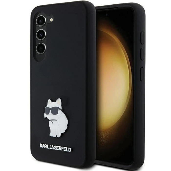Karl Lagerfeld KLHCS24SSMHCNPK Samsung Galaxy S24 hardcase Silicone Choupette Metal Pin black