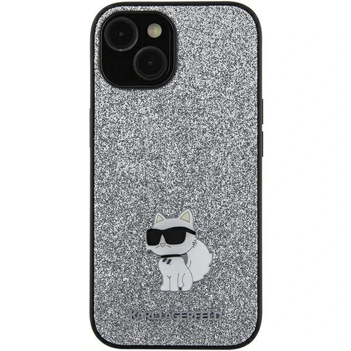 Karl Lagerfeld KLHCSA35GCNPSG Samsung Galaxy A35 hardcase Fixed Glitter Choupette Logo Metal Pin silver