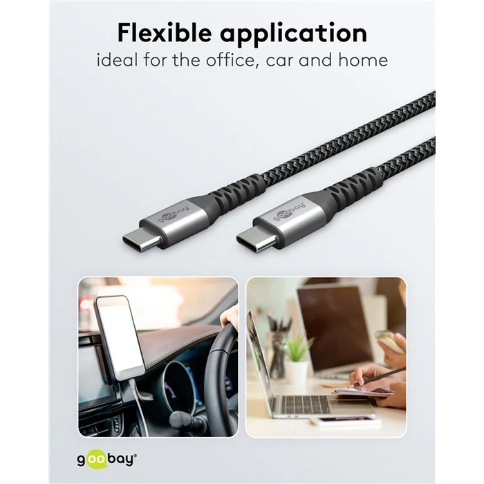 Goobay Braided USB 2.0 Cable USB-C male - USB-C 60W PD Γκρι 0.5m 49301
