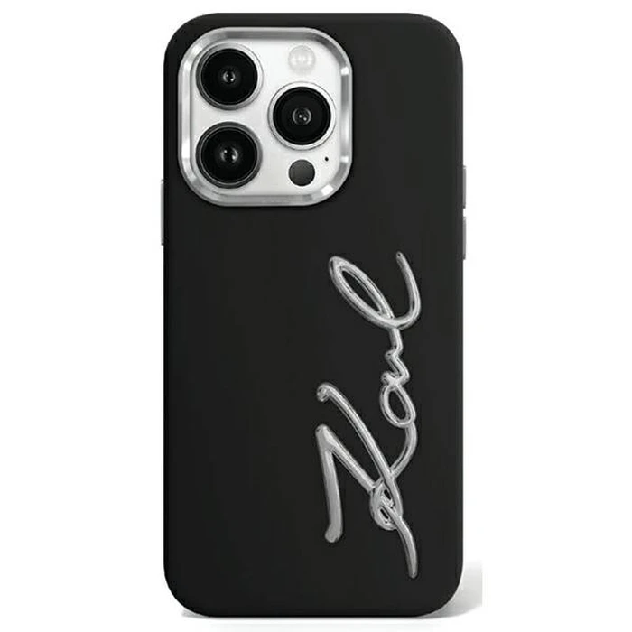 Karl Lagerfeld KLHCP15LSCMSMVK Apple iPhone 15 Pro hardcase Silicone Metal Script Logo black