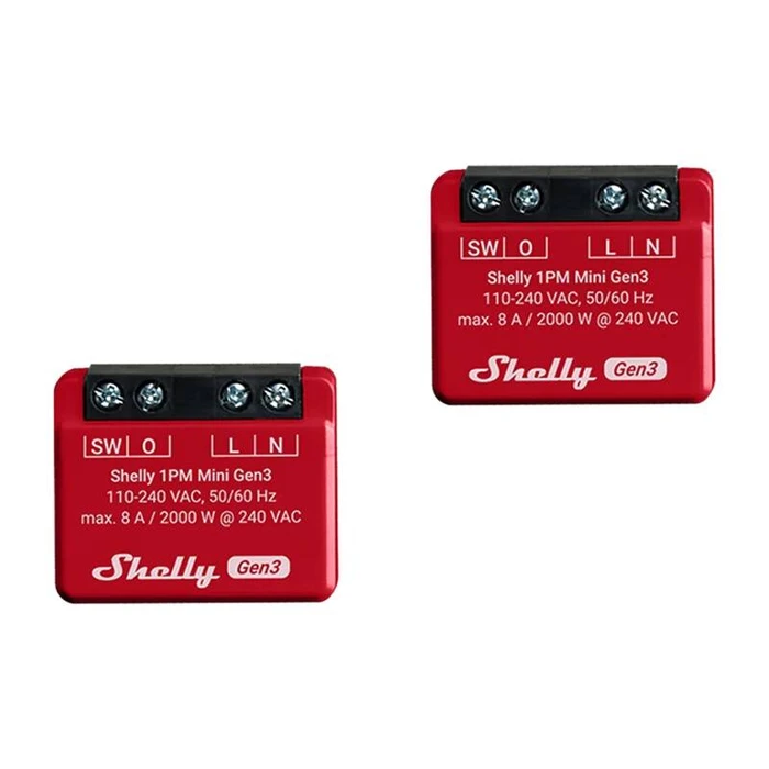 Ενδιάμεσος Διακόπτης Shelly 1PM Mini Gen3 Set of 2 Controllers, WiFi/Bluetooth