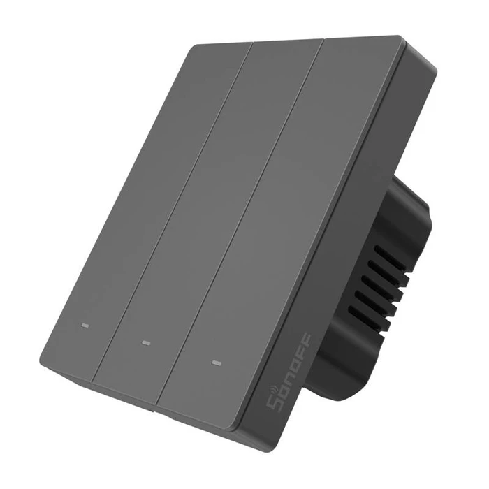 Sonoff M5-3C-80 (M53c80) Recessed Wi‑Fi Triple Wall Switch with Grey Frame