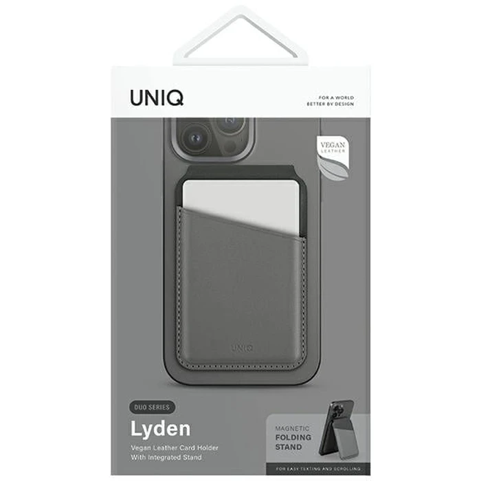 UNIQ Lyden DS RFID magnetic wallet with stand function charcoal grey-black