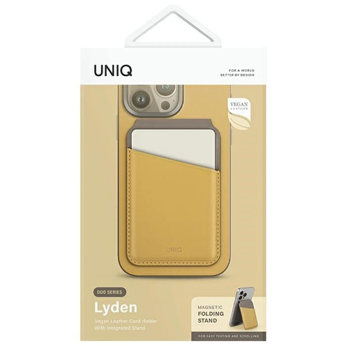 UNIQ Lyden DS RFID magnetic wallet with stand function canary yellow-flint grey