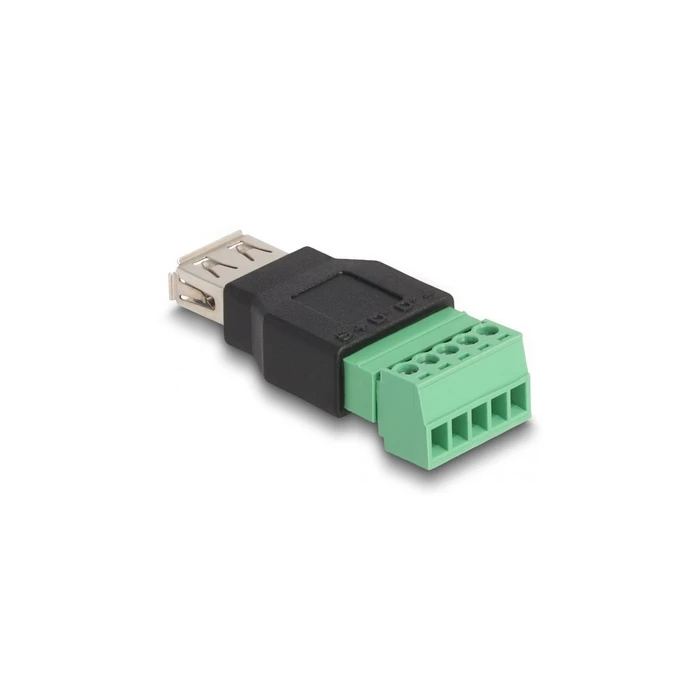 DELOCK USB 2.0 Type-A Female (Socket) to 5‑pin Terminal Block Adapter, 2‑piece