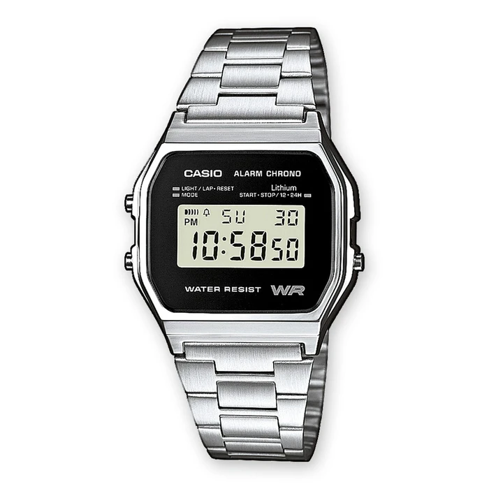 Ρολόι Ανδρικό Casio A158WEA-1EF Μαύρο Γκρι Ασημί