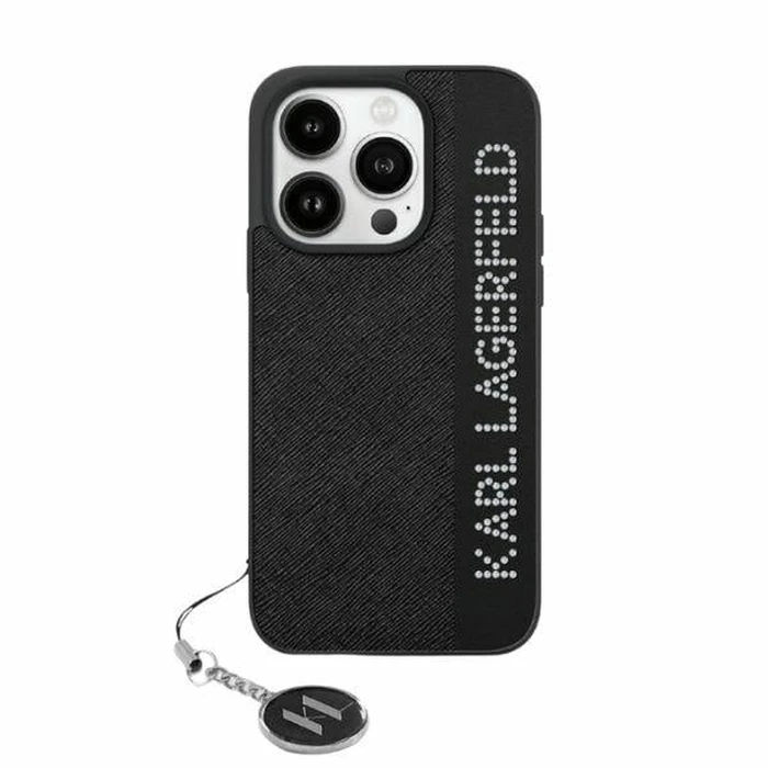 Karl Lagerfeld KLHCP15XPSAKDGCK Apple iPhone 15 Pro Max hardcase Saffiano Rhinestones & Charm black