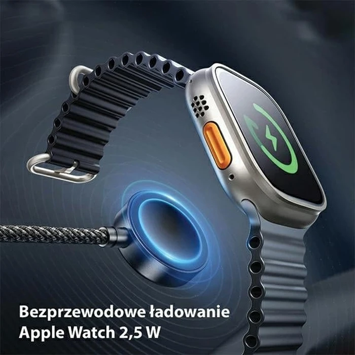 AWEI W23 cable 2in1 USB-C 100W / Lightning 10W / Watch 2.5W black