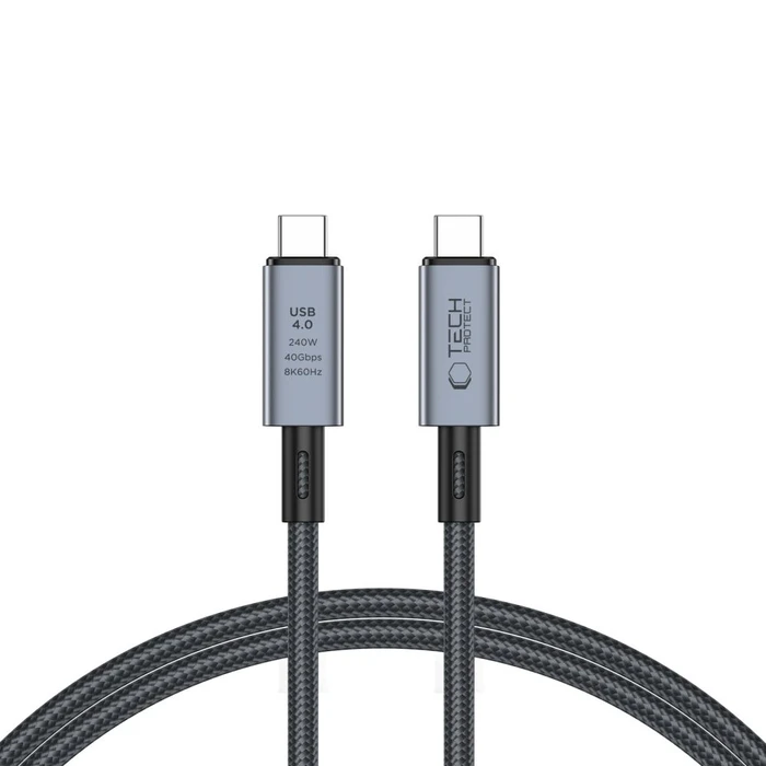 Tech-Protect Ultraboost Max USB-C / USB-C cable Thunderbolt 4.0 8K 40Gbps PD 240W 100cm Grey