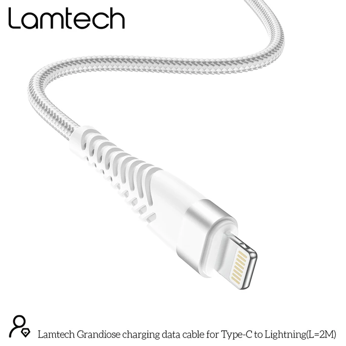 Καλώδιο Lightning Lamtech HQ UNBREAKABLE Type-C to Lightning WHITE 2M
