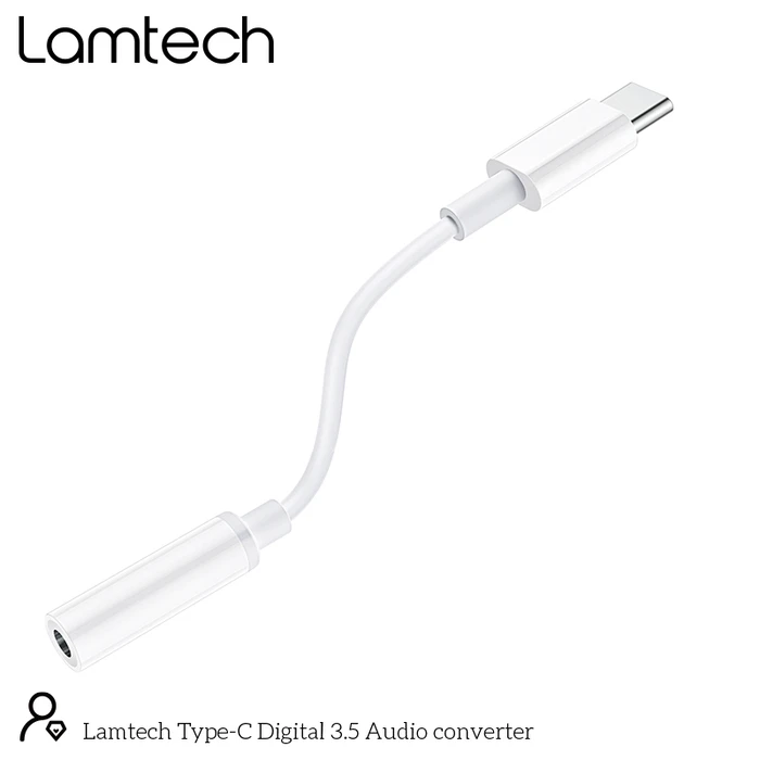 Αντάπτορας USB Lamtech Type-C Audio JACK 3,5mm WHITE