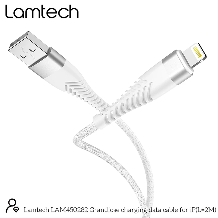 Καλώδιο Lightning Lamtech Lightning to HIGH QUALITY UNBREAKABLE SILVER 2M