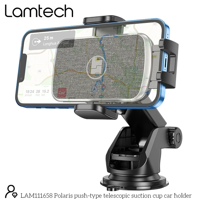 Βάση Κινητού Αυτοκινήτου Lamtech TELESCOPIC SUCTION CUP Black