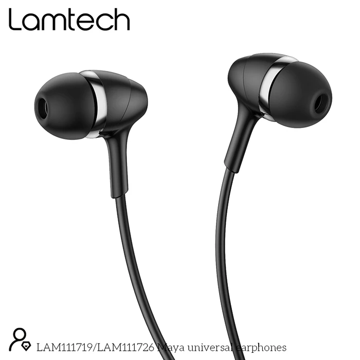 Handsfree Ακουστικά Lamtech FASHIONABLE 3,5mm EARPHONES Black